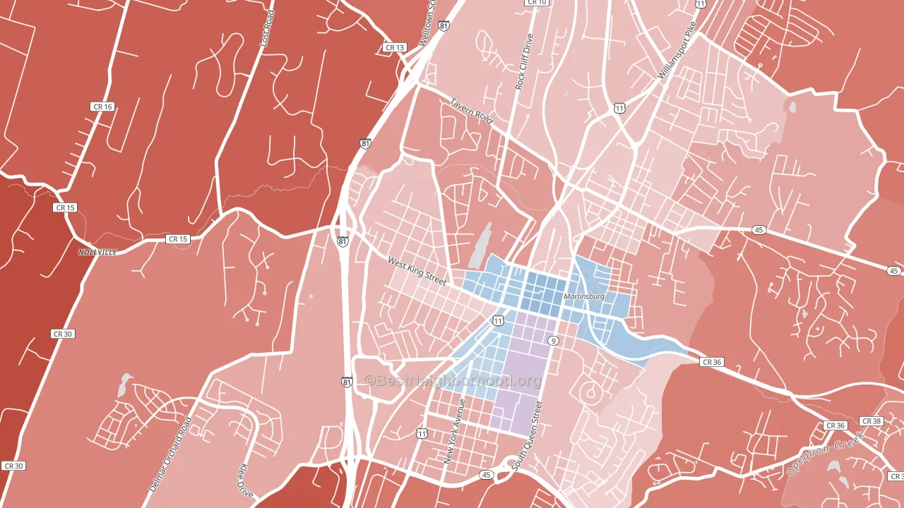 Rosemont, Martinsburg, WV block-group political-lean map