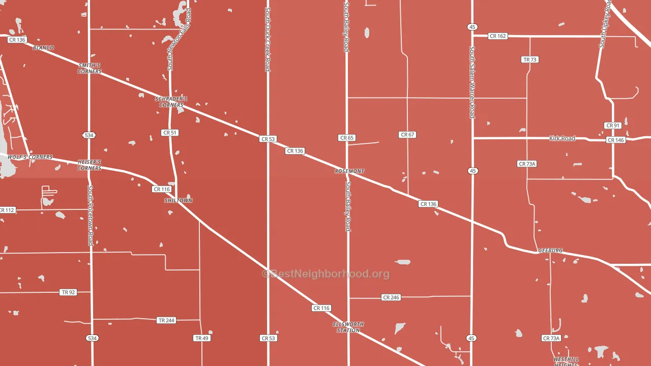 Rosemont, OH block-group political-lean map