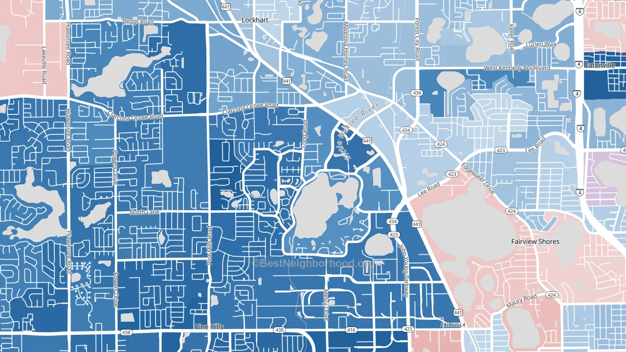 Rosemont, Orlando, FL block-group political-lean map