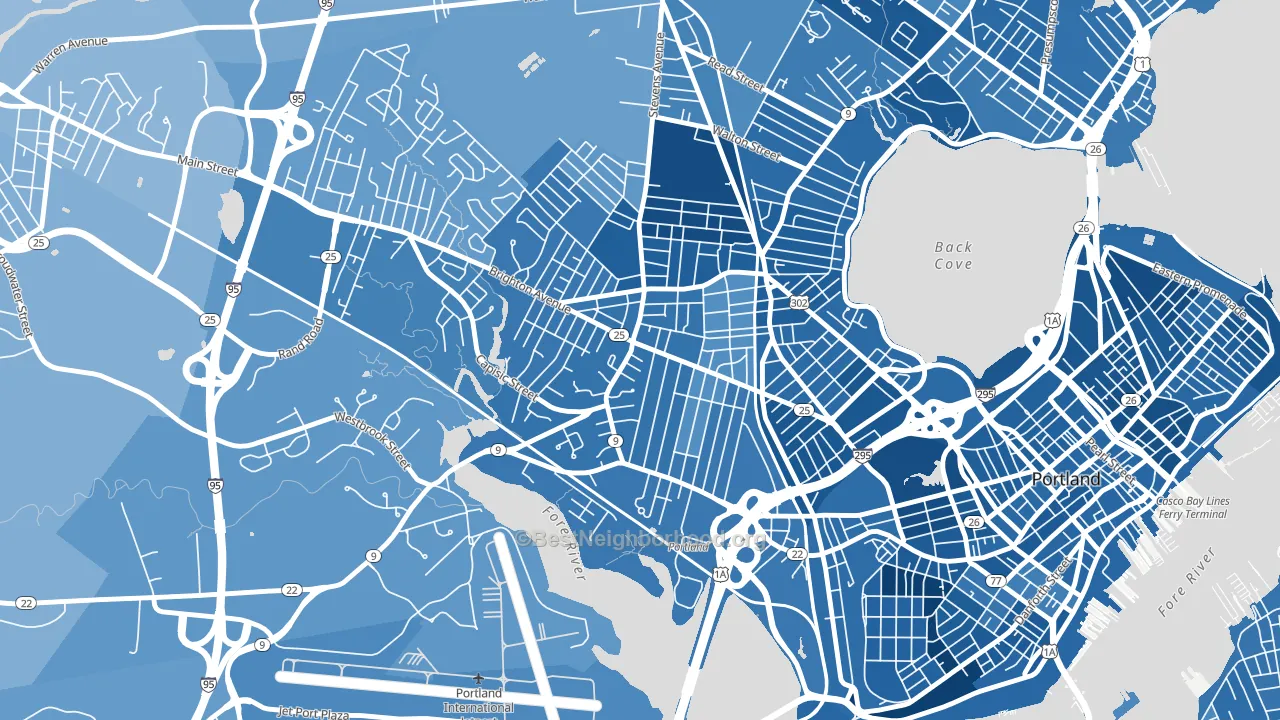 Rosemont, Portland, ME block-group political-lean map