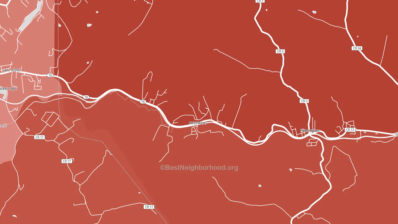 Rosemont, WV block-group political-lean map