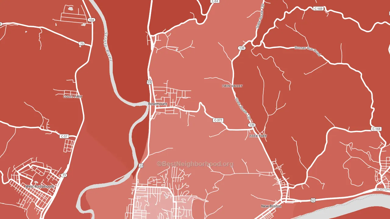 Rosemount, OH block-group political-lean map