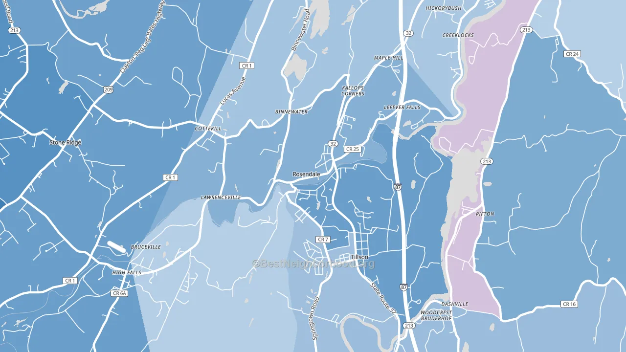 Rosendale, NY block-group political-lean map