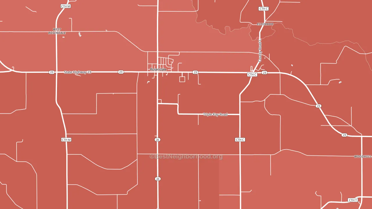 Rosendale, WI block-group political-lean map