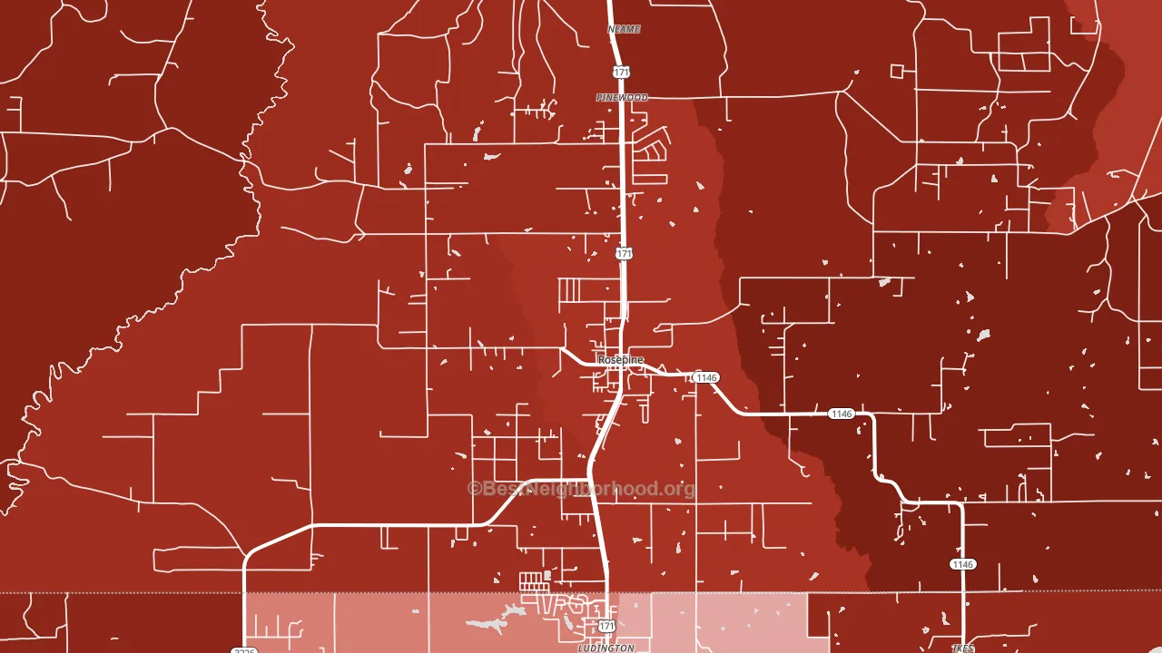 Rosepine, LA block-group political-lean map