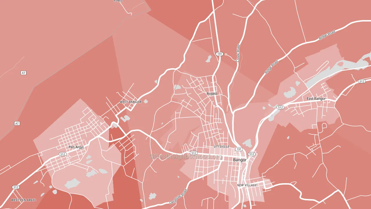Roseto, PA block-group political-lean map