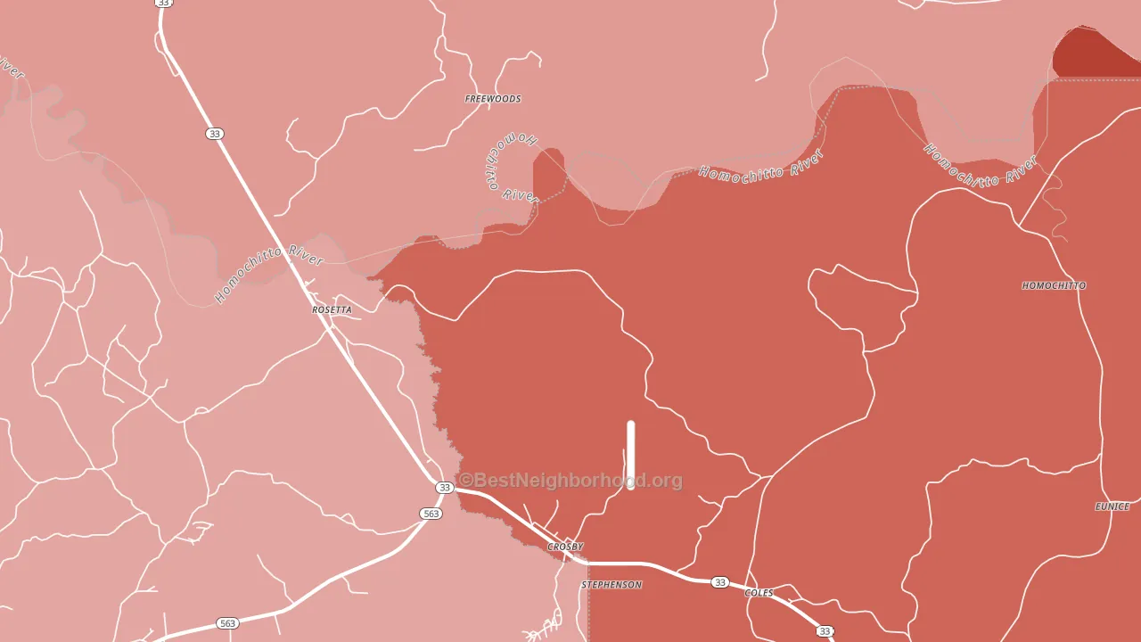 Rosetta, MS block-group political-lean map