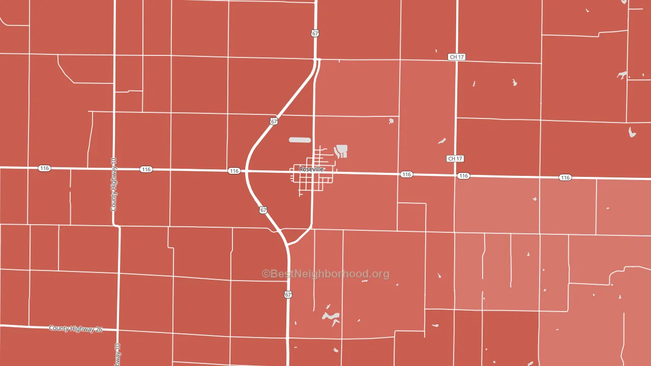 Roseville, IL block-group political-lean map
