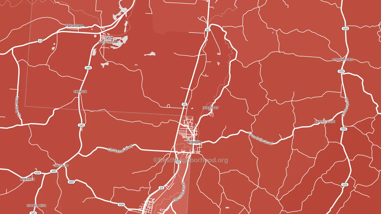 Roseville, OH block-group political-lean map