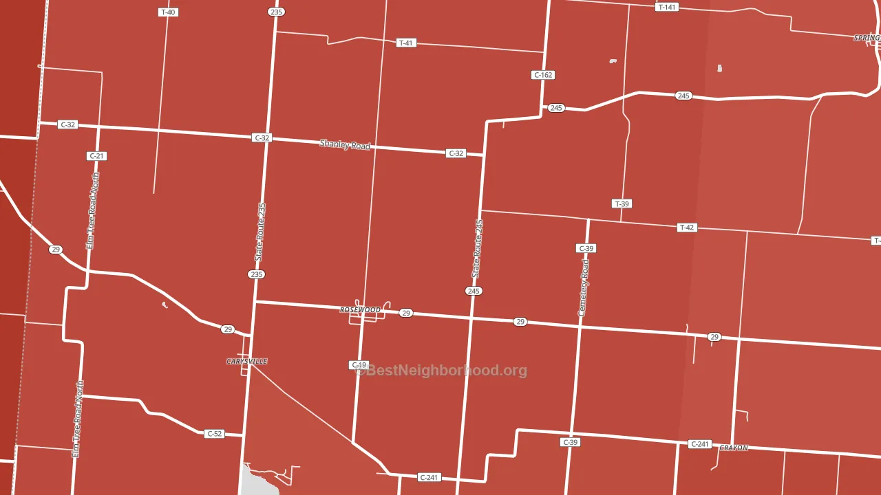 Rosewood, OH block-group political-lean map
