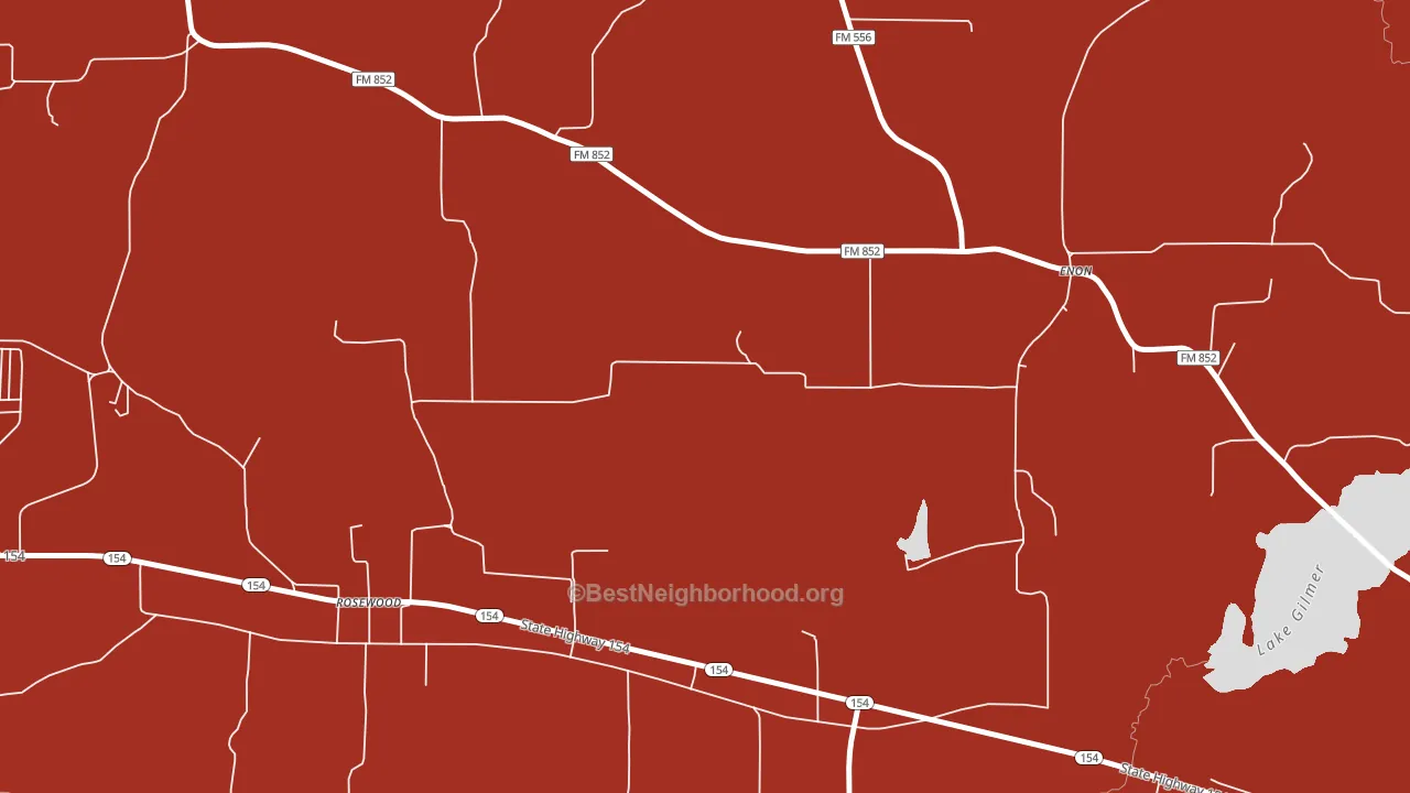 Rosewood, TX block-group political-lean map