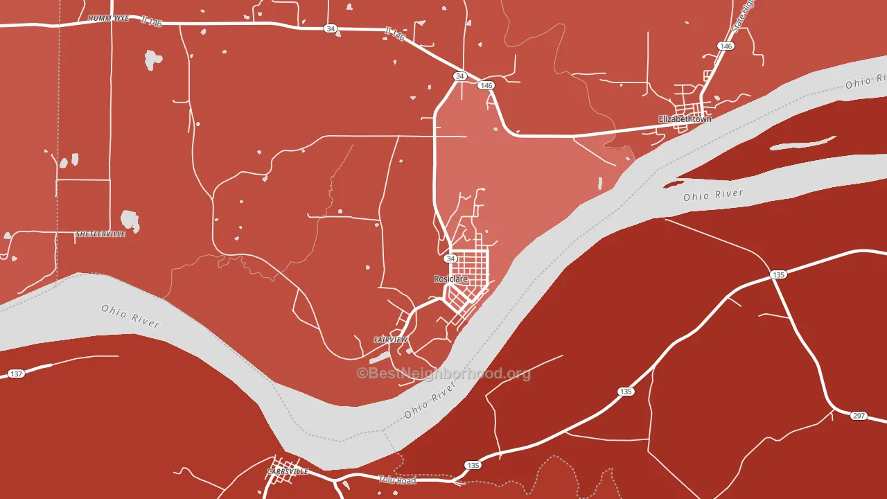 Rosiclare, IL block-group political-lean map
