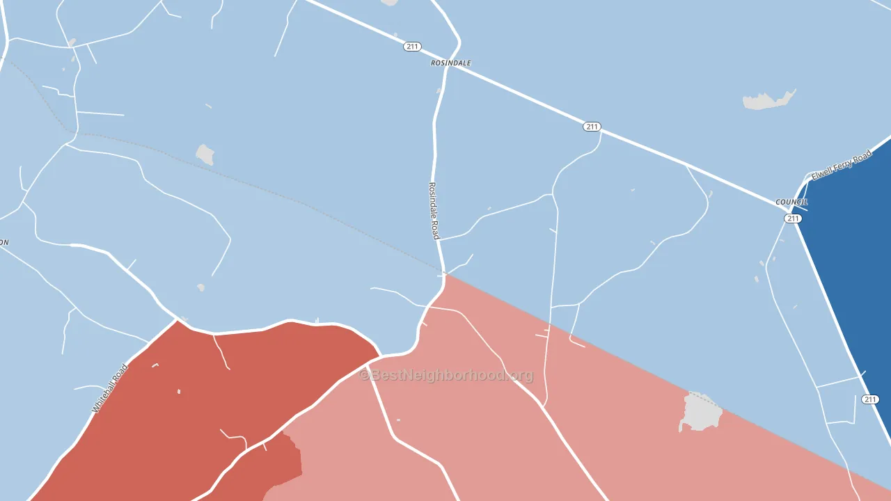 Rosindale, NC block-group political-lean map