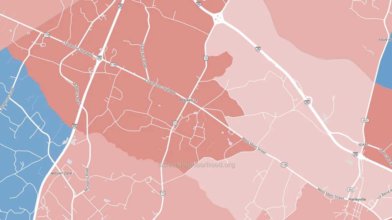 Rosinville, SC block-group political-lean map