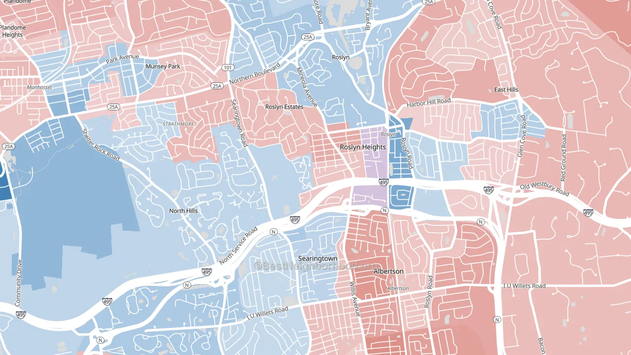 Roslyn, NY block-group political-lean map