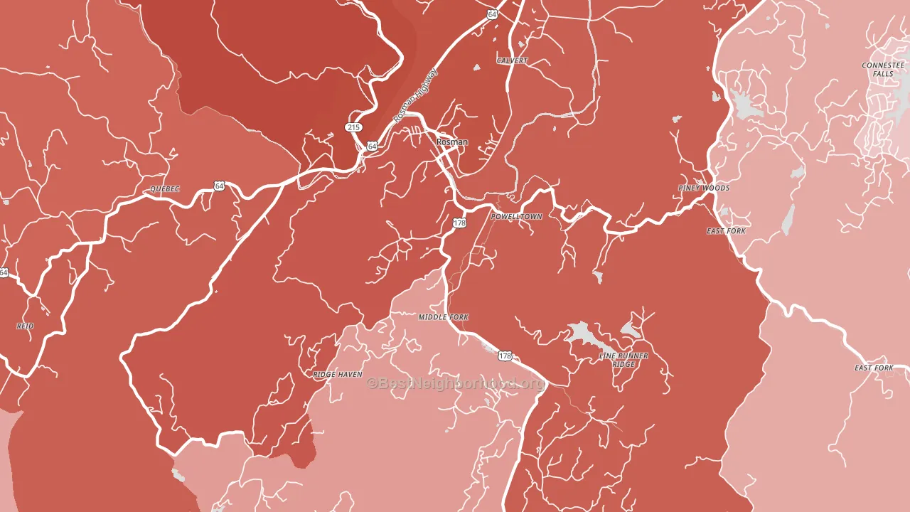 Rosman, NC block-group political-lean map