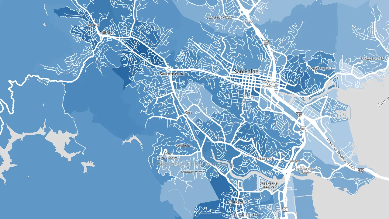 Ross, CA block-group political-lean map