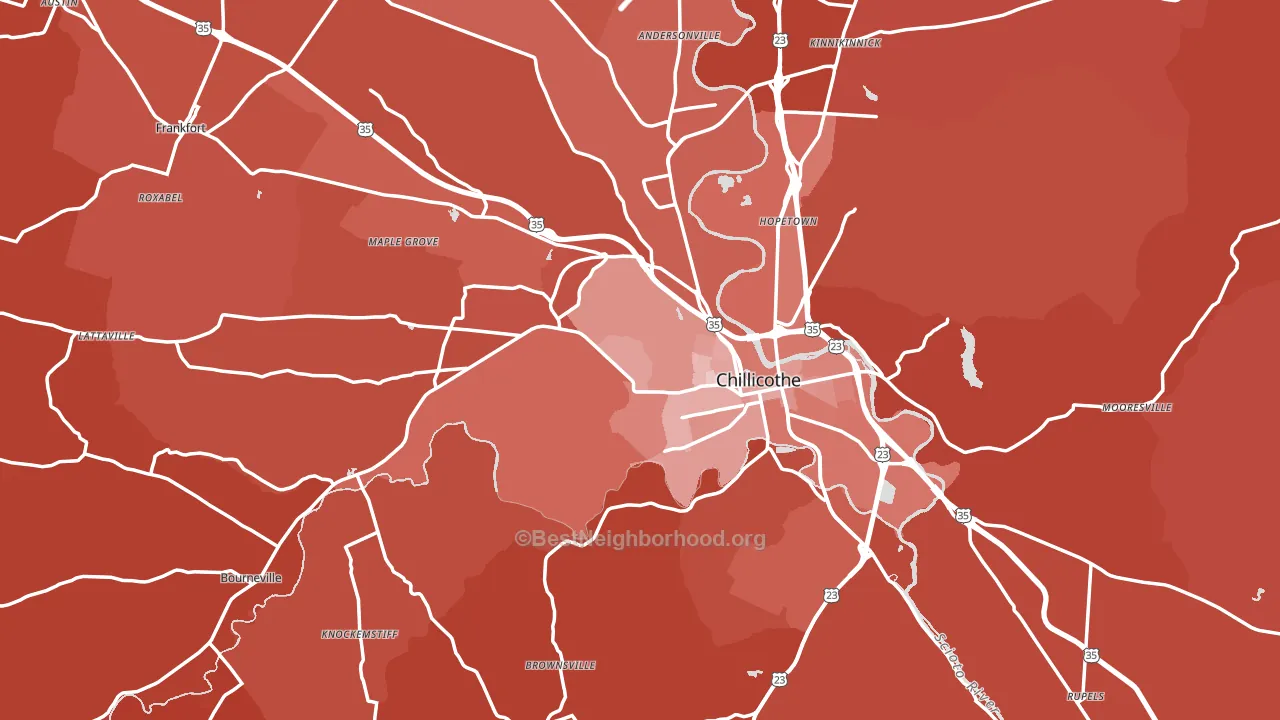 Ross County, OH block-group political-lean map