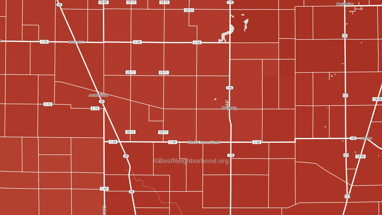 Rossburg, OH block-group political-lean map