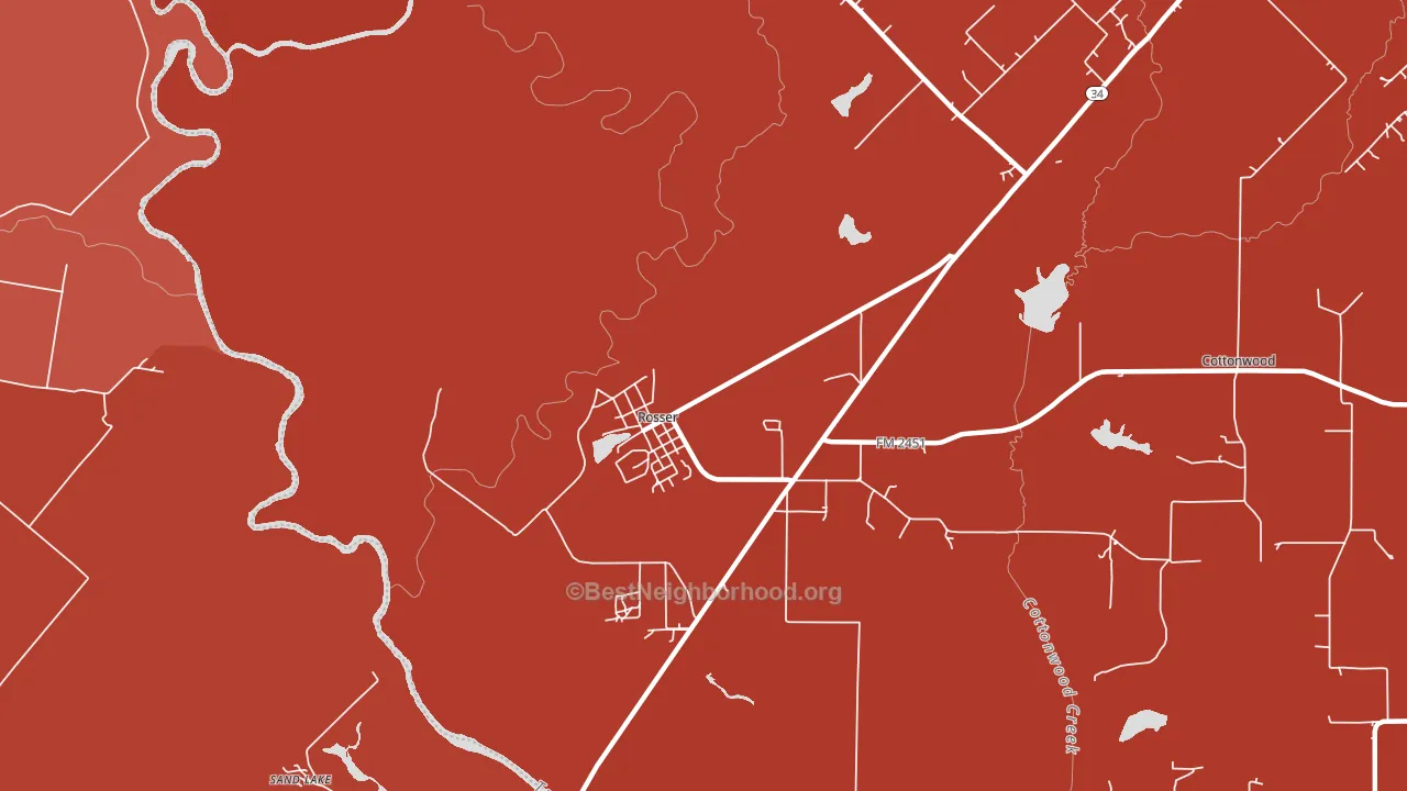 Rosser, TX block-group political-lean map