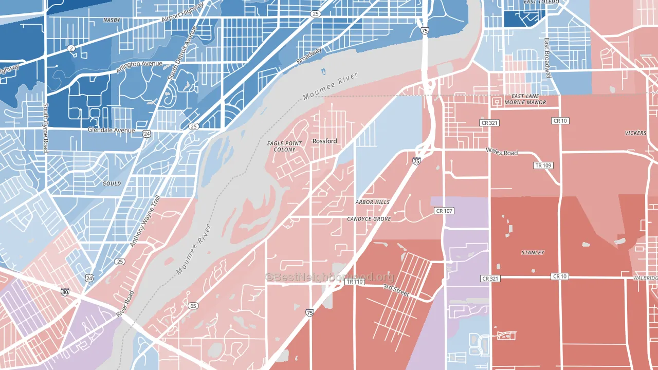 Rossford, OH block-group political-lean map