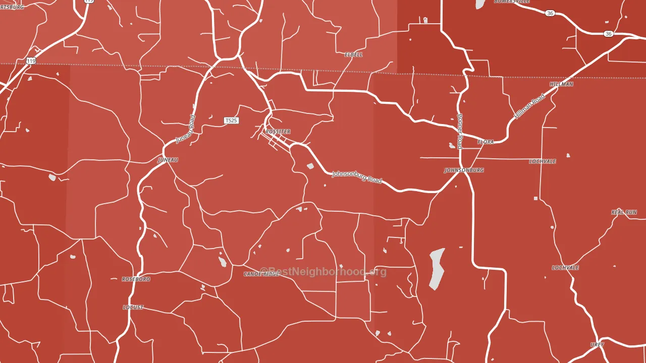 Rossiter, PA block-group political-lean map