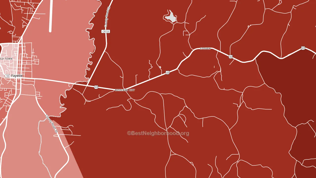 Rossland City, AL block-group political-lean map