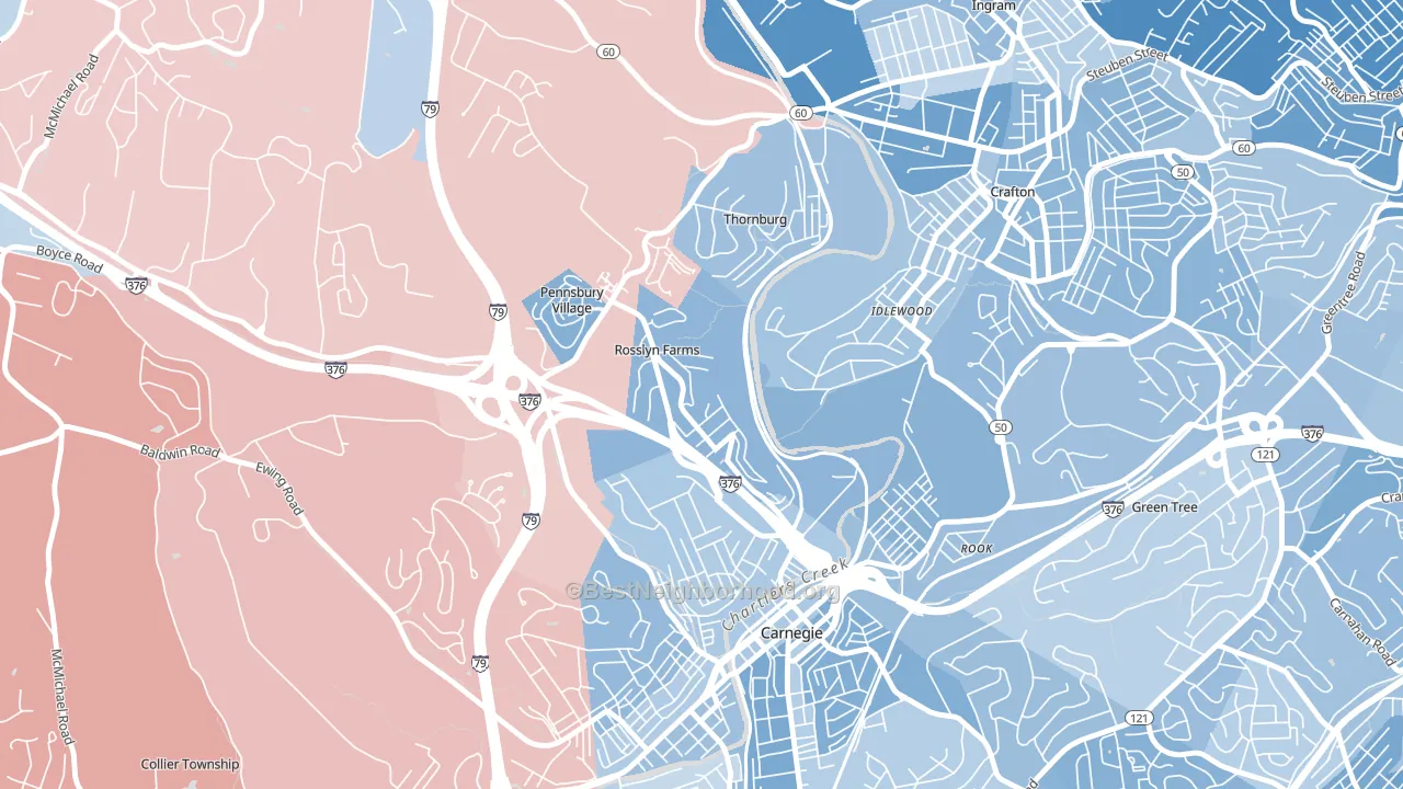 Rosslyn Farms, PA block-group political-lean map