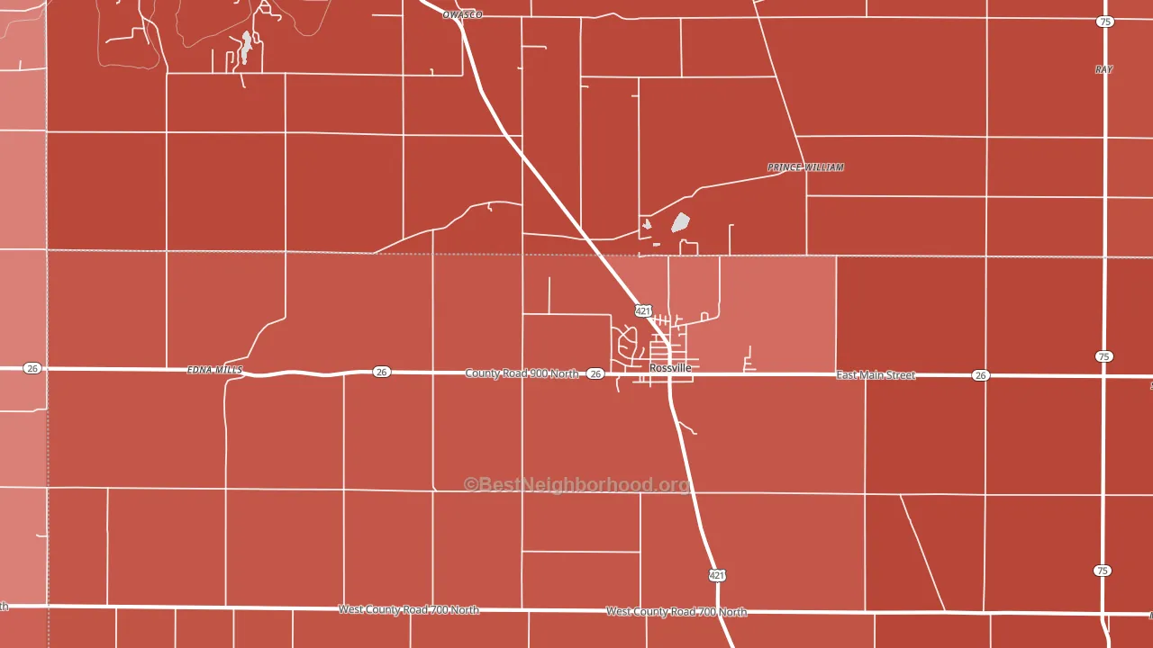 Rossville, IN block-group political-lean map