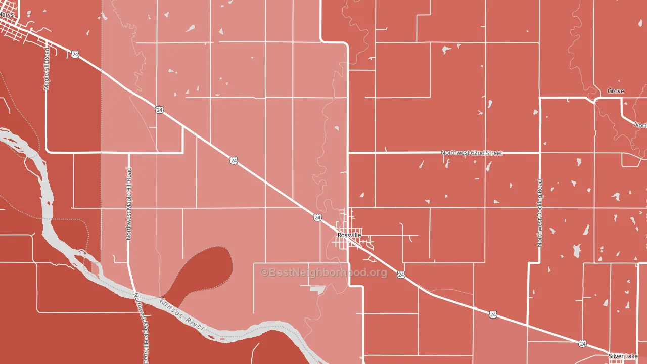 Rossville, KS block-group political-lean map