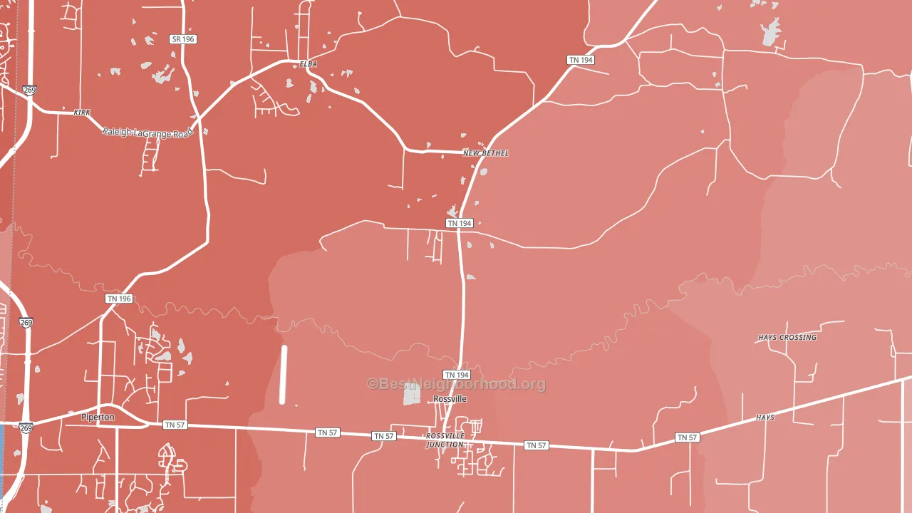 Rossville, TN block-group political-lean map