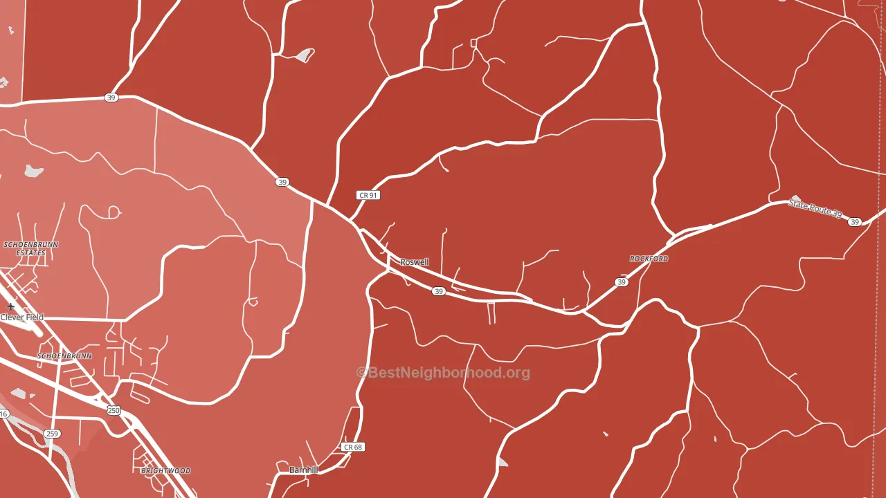 Roswell, OH block-group political-lean map