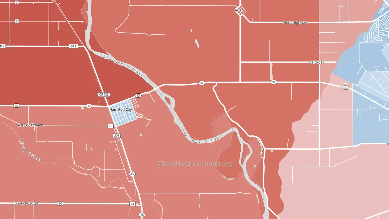 Rotavele, CA block-group political-lean map