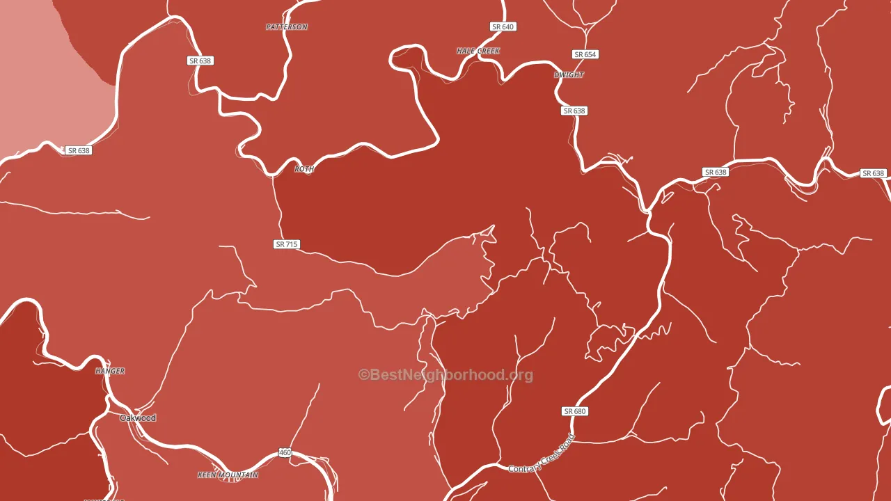 Roth, VA block-group political-lean map