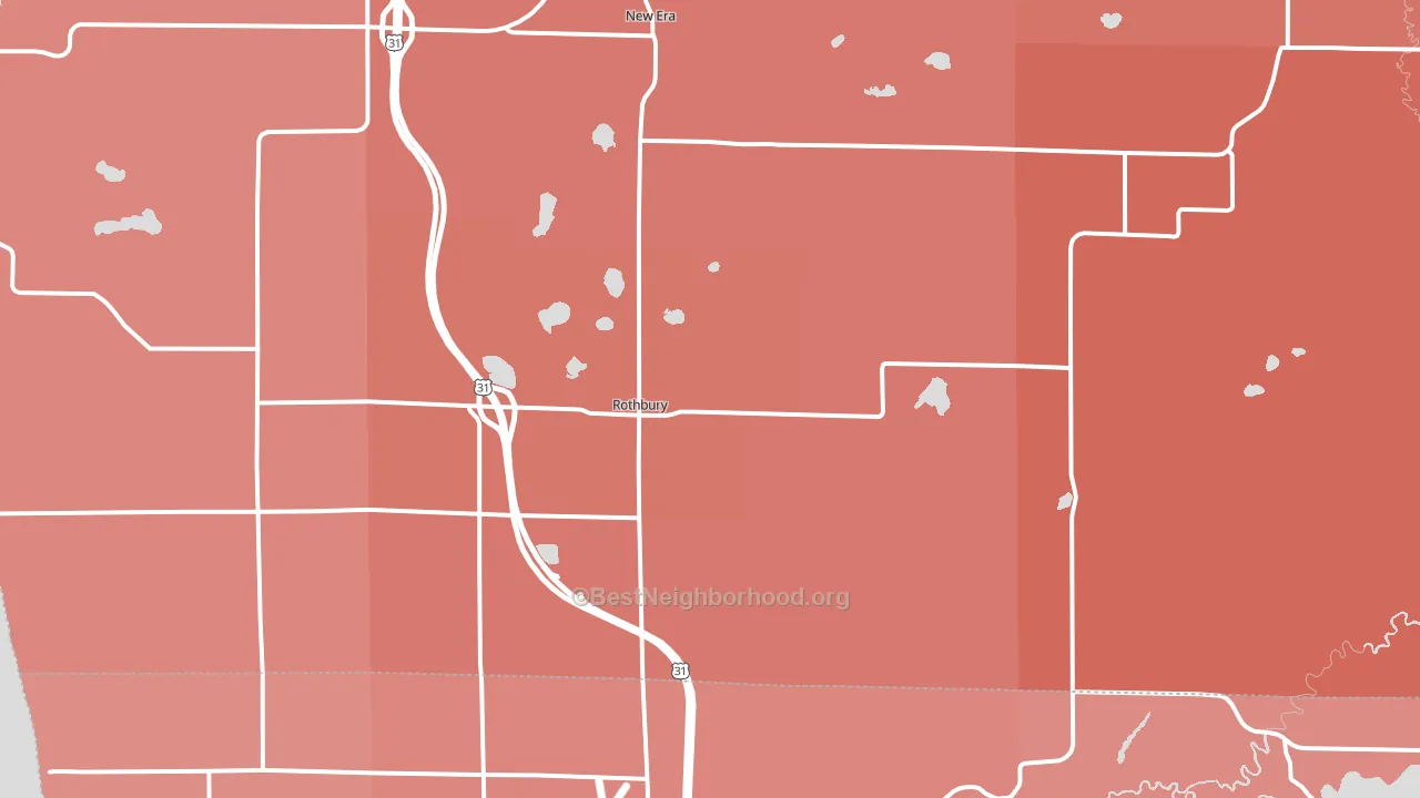 Rothbury, MI block-group political-lean map