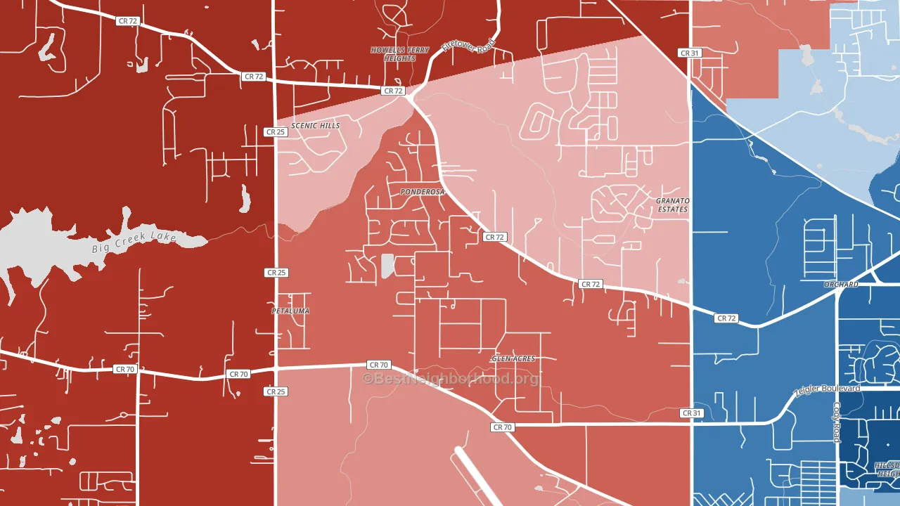 Rothfield, Semmes, AL block-group political-lean map