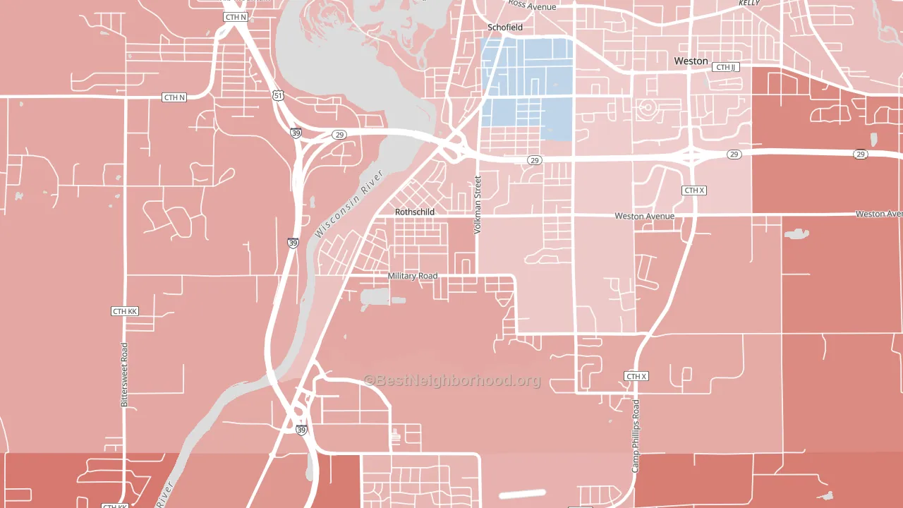 Rothschild, WI block-group political-lean map
