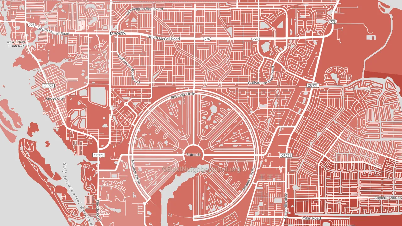 Rotonda West, FL block-group political-lean map