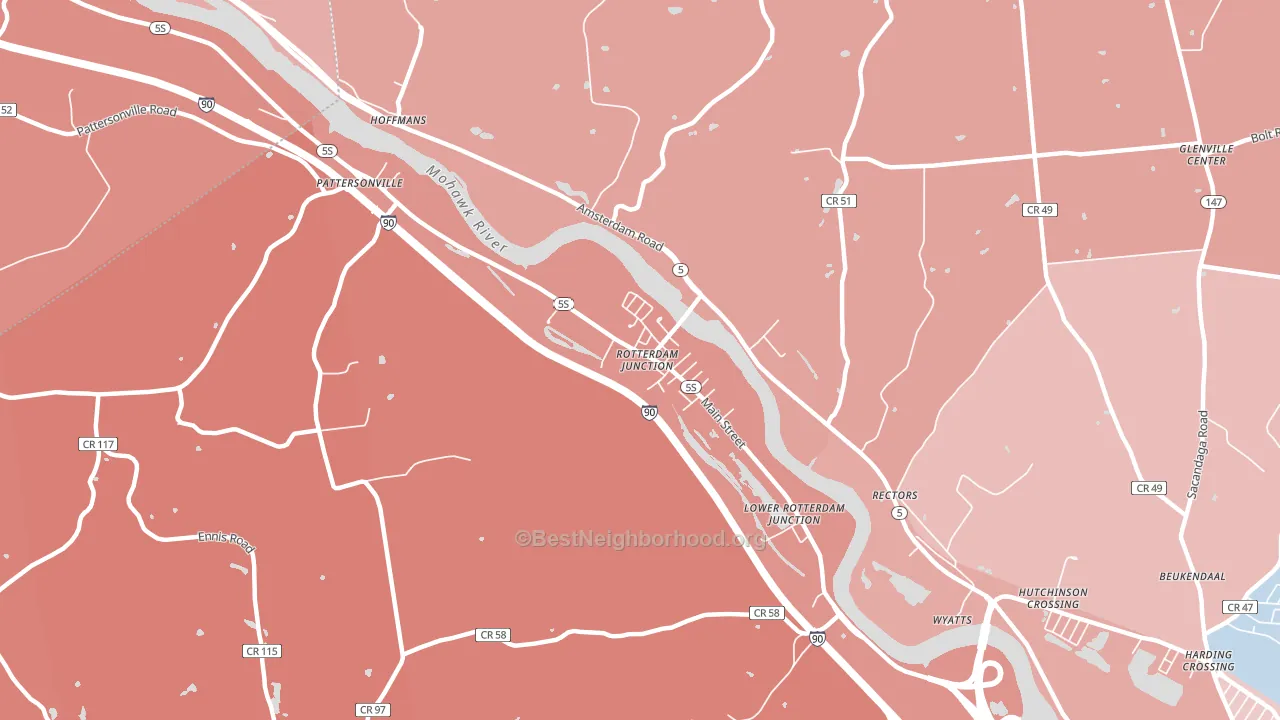 Rotterdam Junction, NY block-group political-lean map