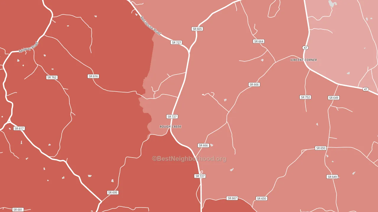 Rough Creek, VA block-group political-lean map