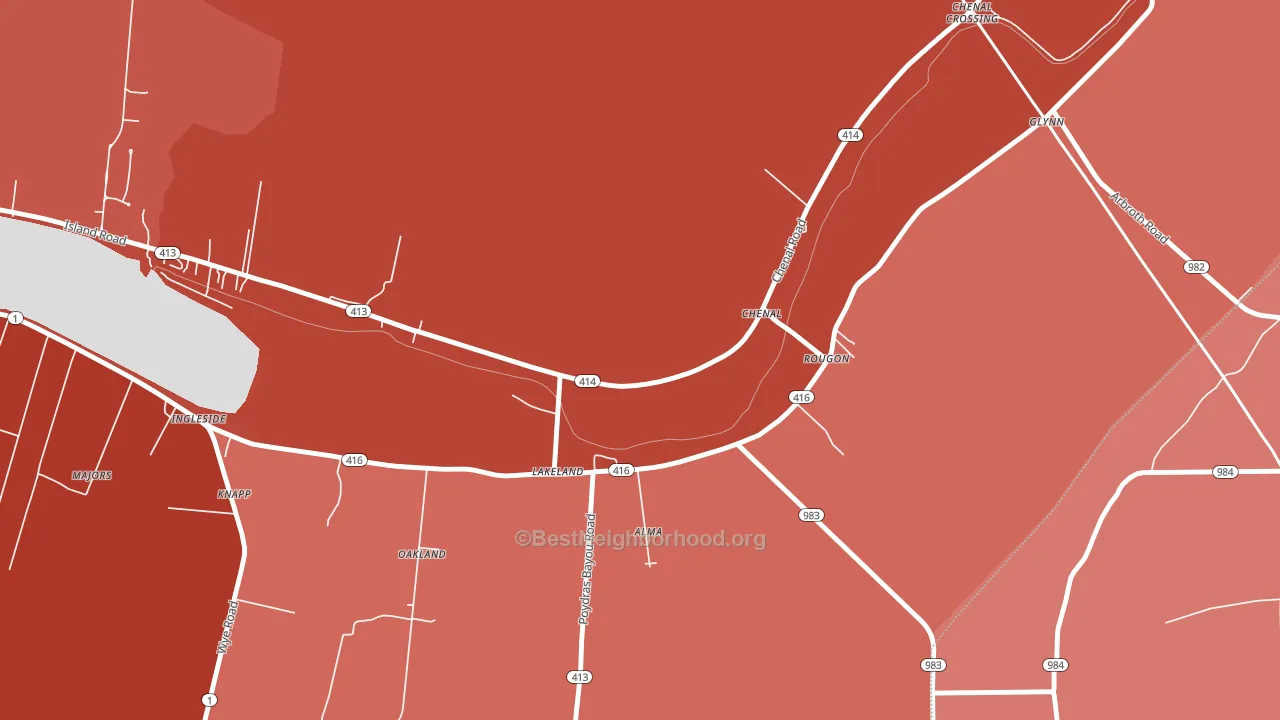 Rougon, LA block-group political-lean map