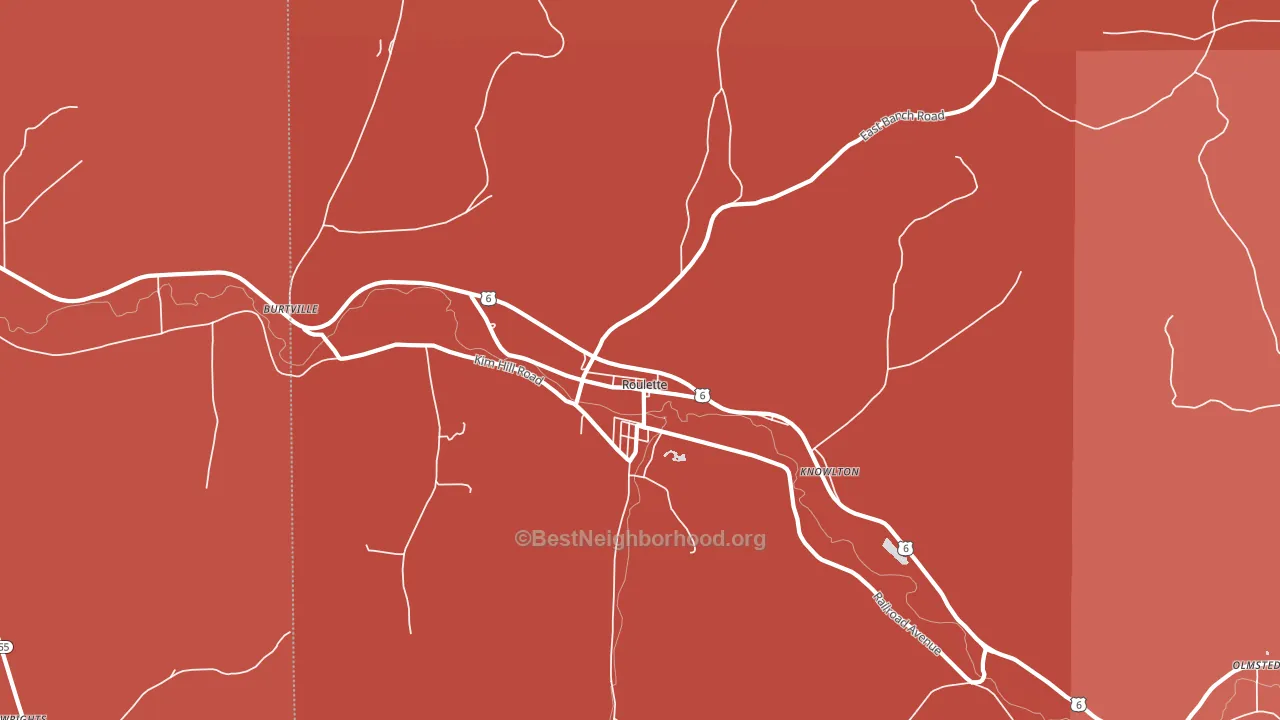Roulette, PA block-group political-lean map