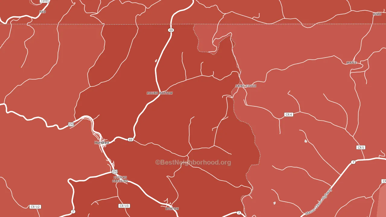 Round Bottom, WV block-group political-lean map