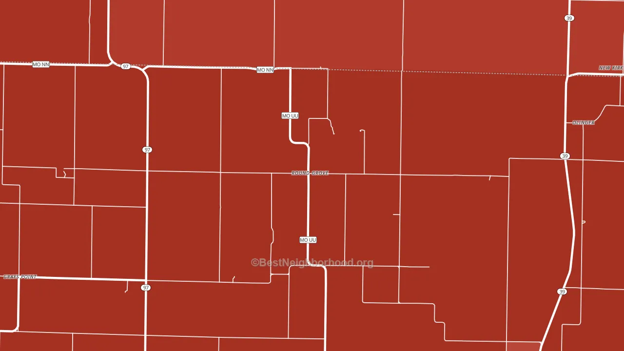 Round Grove, MO block-group political-lean map