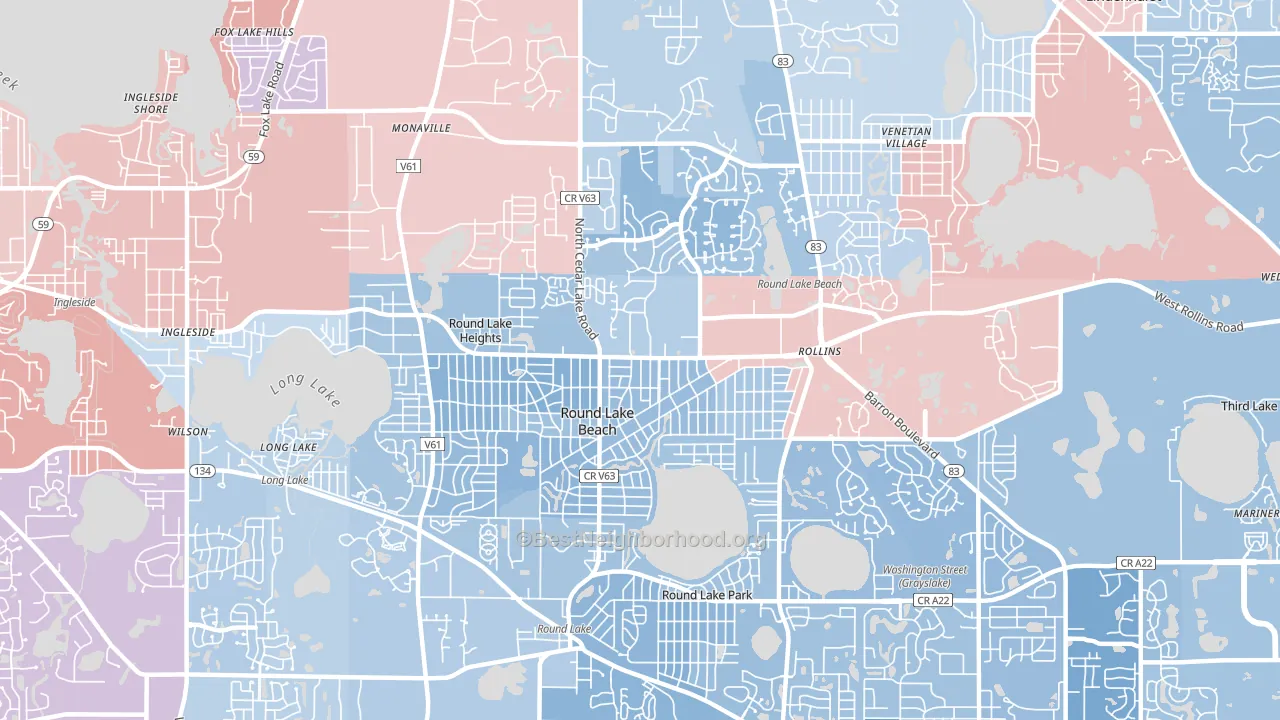 Round Lake Beach, IL block-group political-lean map