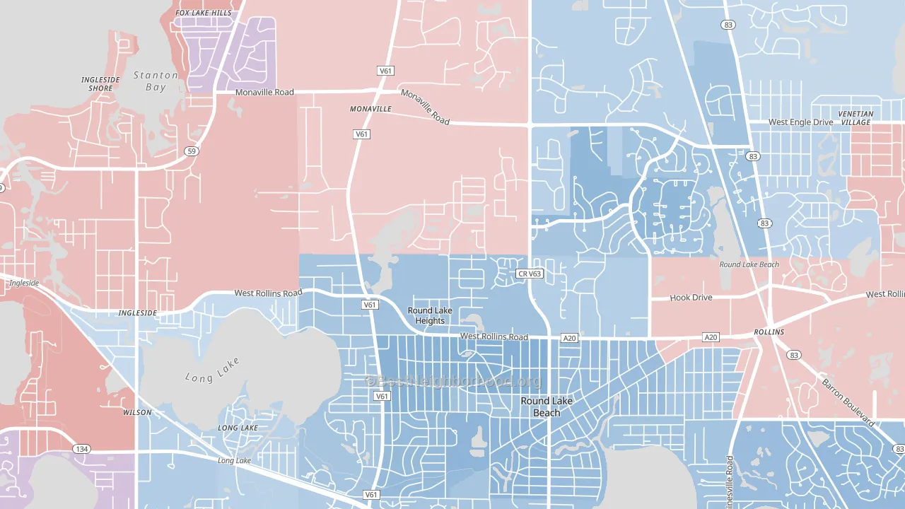 Round Lake Heights, IL block-group political-lean map