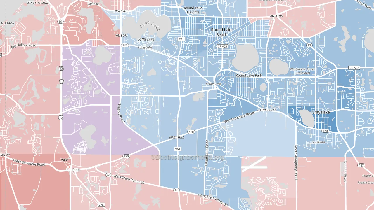 Round Lake, IL block-group political-lean map