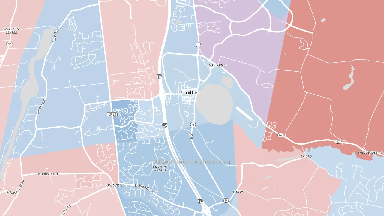 Round Lake, NY block-group political-lean map