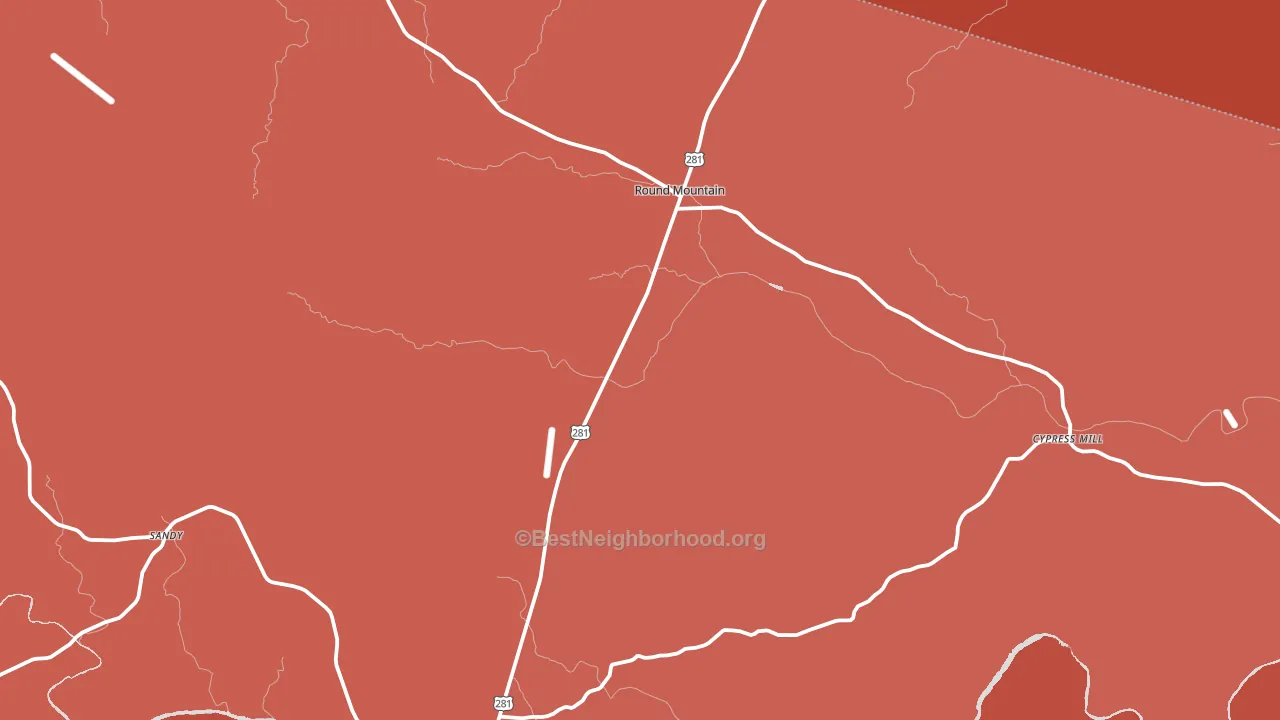 Round Mountain, TX block-group political-lean map
