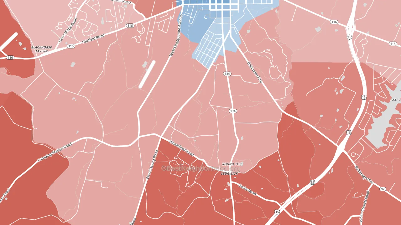 Round Top, PA block-group political-lean map
